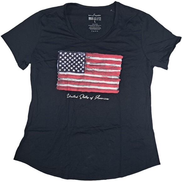 General Standard Shirt Womens Blue UNITED STATES of AMERICA Flag Large - Picture 1 of 1